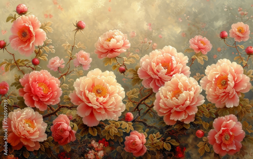 custom made wallpaper toronto digitalTraditional Chinese flowers wallpaper.