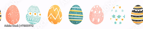 Süße gezeichnete Ostereier als horizontales nahtloses Muster, Ostern, Dekoration, Banner, Tapete photo