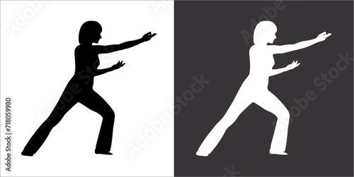 IIlustration Vector graphics of Tai-Chi Silhouette icon