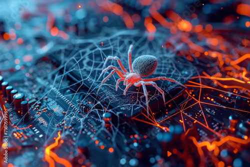 Spider spins its web on the Central Computer Processor. © graja