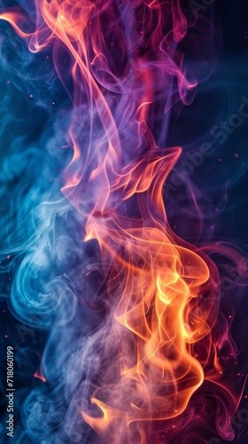 Blue and Red Background With Smoke