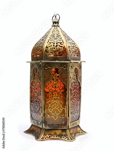 Ramadan Lantern isolated - Metal Hanging Lantern with Arabesque Pattern, Anglocore, and Karencore Aesthetics photo