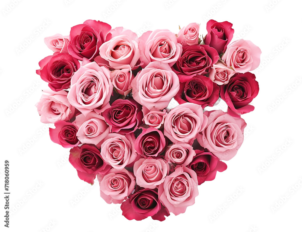 Pink roses are arranged in a heart shape isolated on transparent background,symbol of love and romance for Valentine's Day, wedding, or any special occasion decoration. Pink roses are arranged in a heart shape isolated on transparent background,symbol of love and romance for Valentine's Day, wedding, or any special occasion decoration.