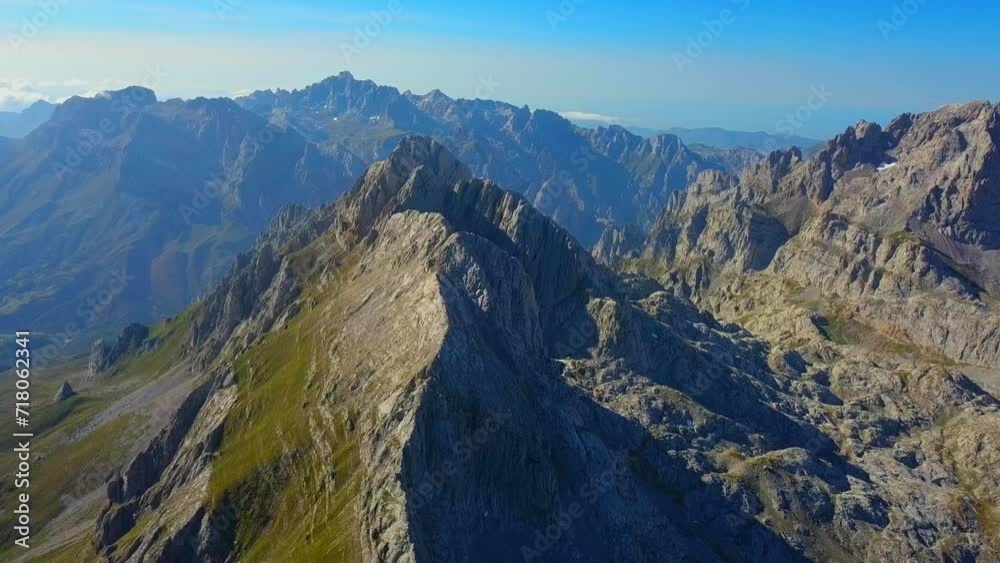 Drone ballet over Picos de Europa: Peaks rise like nature's grand pillars Drone ballet over Picos de Europa: Peaks rise like nature's grand pillars