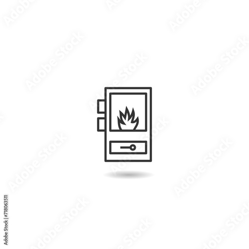Solid fuel boiler line icon with shadow