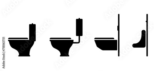 Please keep toilet clean and tidy. cleaning signs. Toilet, wc icon for world toilet day. Restroom or bathroom toilet equipment. toilet bowl, wall mounting and hanging toilet. Urinal logo.