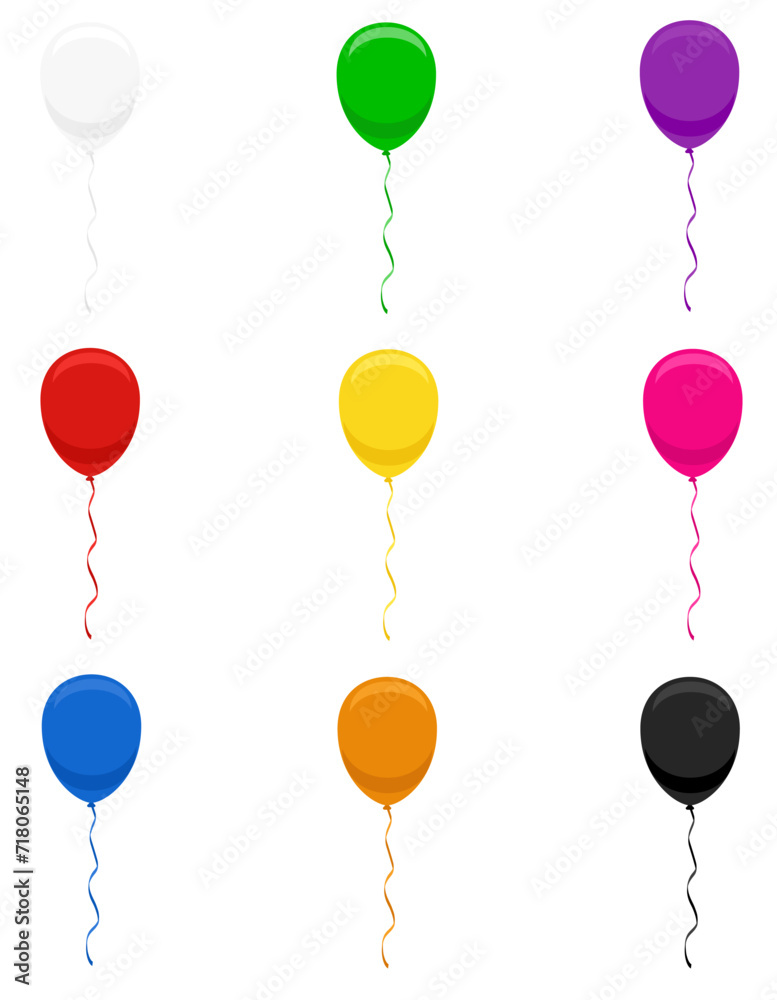 celebratory balloons pumped helium with ribbon stock vector illustration