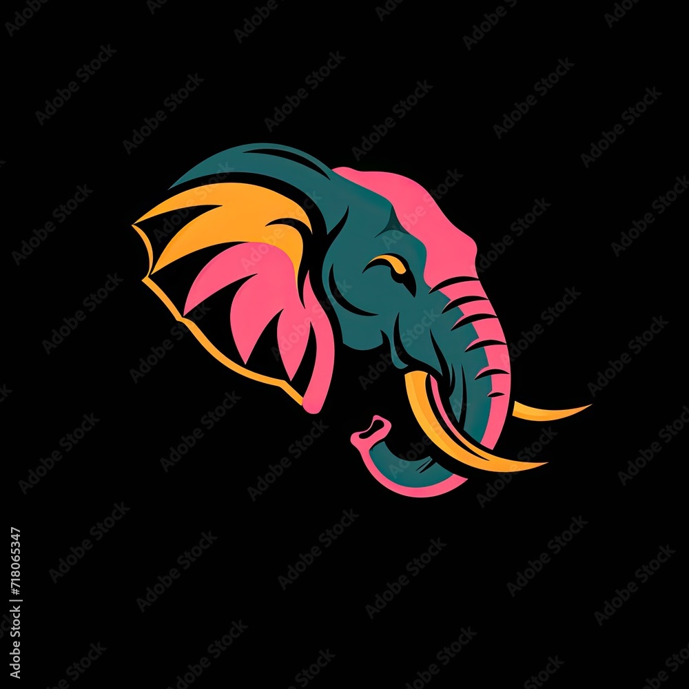 Fototapeta premium Elephant Animal Colorful Design Flat Figure Generative AI