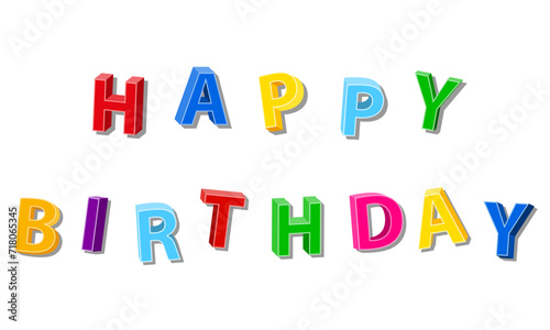 happy birthday inscription text 3d stock vector illustration