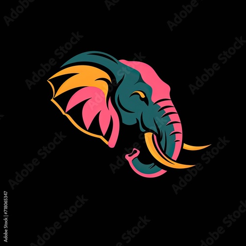 Wallpaper Mural Elephant Animal Colorful Design Flat Figure Generative AI Torontodigital.ca