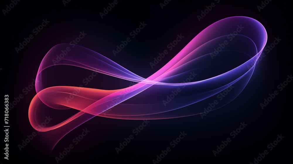 Elegant Neon Glow Ribbon on Dark Background Elegant Neon Glow Ribbon on Dark Background