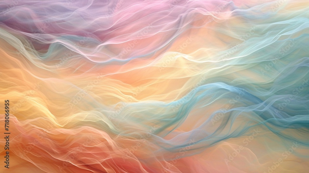 Obraz premium Silk waves in the style of an impressionist painting, with soft, blurred lines in a palette of calming pastel colors.