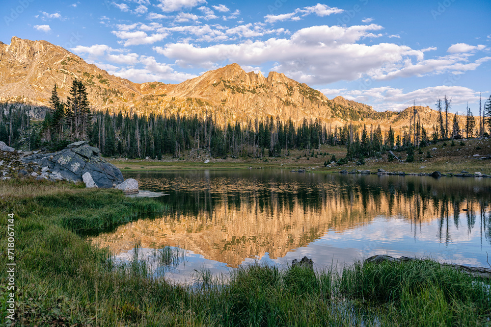 Mica Lake at sunset in the Mount Zirkel Wilderness, Colorado