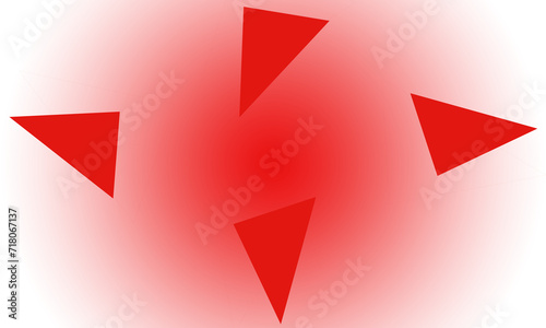 Red triangle on red white background, background for Valentine's Day