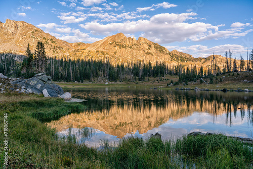 Mica Lake at sunset in the Mount Zirkel Wilderness, Colorado