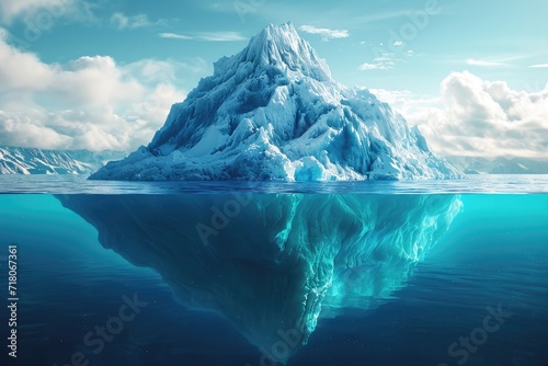 The Silent Depths: Majestic Iceberg and its Hidden Base