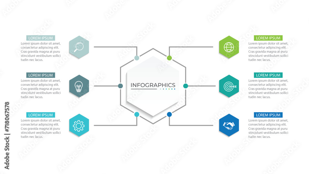 Obraz premium Vector infographic design template with 6 options or steps