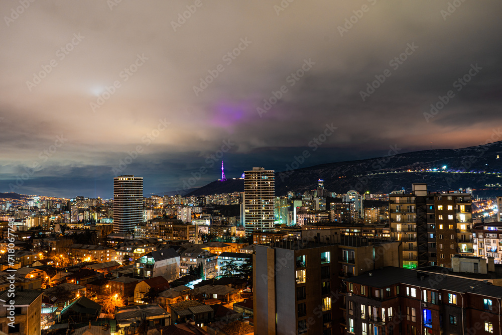 Night view of downtown of Tbilisi Night view of downtown of Tbilisi