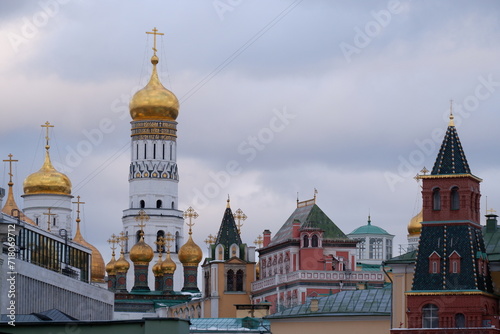 View of the architectural ensemble of the Moscow Kremlin.