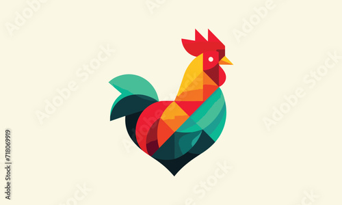 minimalistic geometric rooster vector logo 