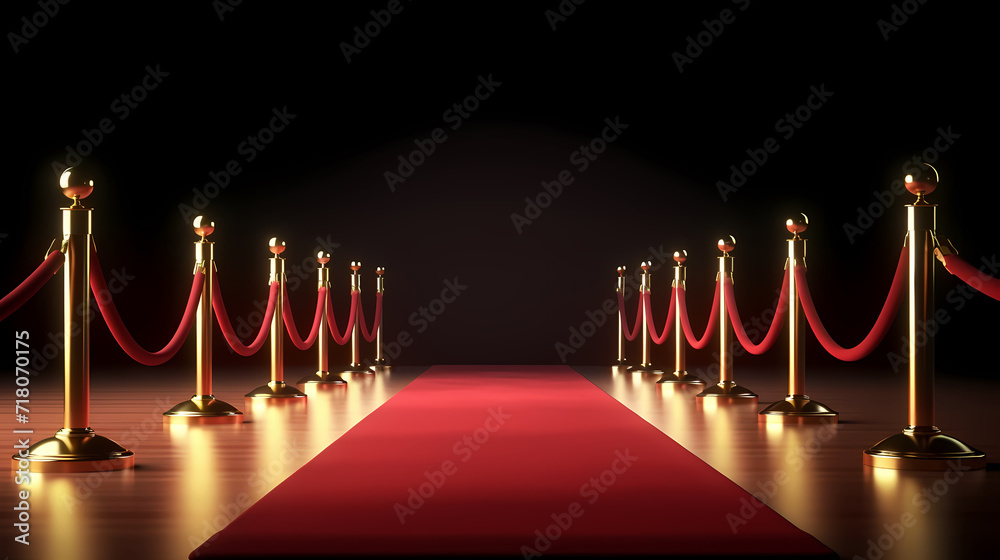Luxurious and elegant red carpet staircase, holiday awards ceremony event Luxurious and elegant red carpet staircase, holiday awards ceremony event