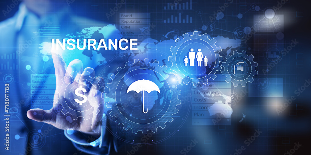 Φωτογραφία Insurance, health family car money travel Insurtech concept on virtual screen