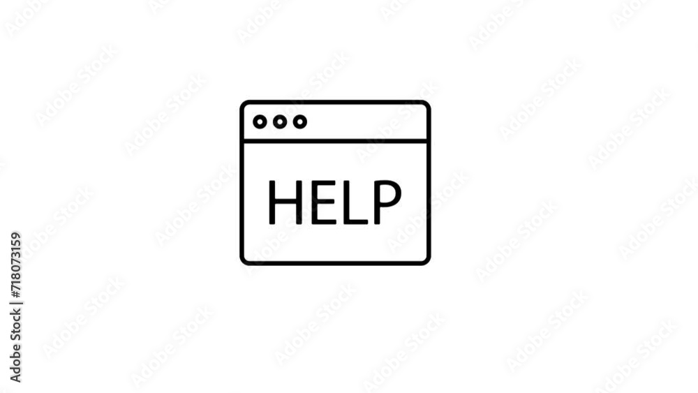 Help text animation with pc tab. laptop 4k video animation. emerging laptop animated outline icon. for web design, mobile apps, ui design