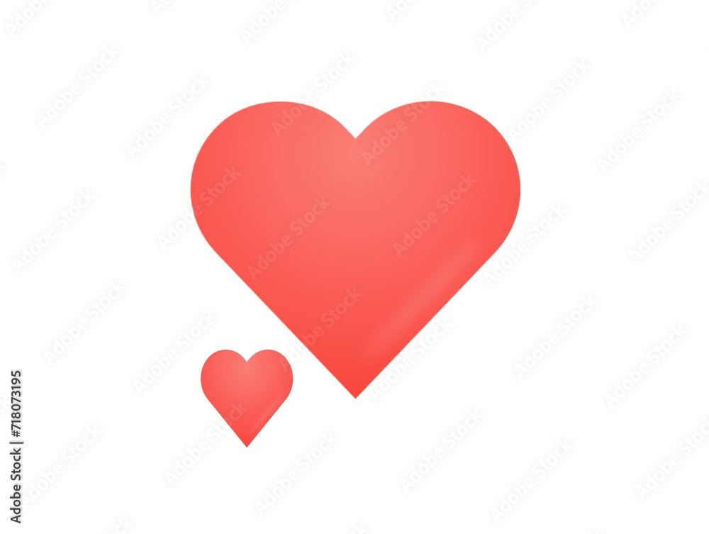 2 red hearts on a white background.

