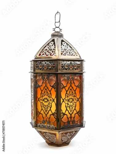 Ramadan Lantern isolated - Vintage Gold Leaf Lantern with Goa-Inspired Motifs, Anglocore, and Karencore Aesthetics photo