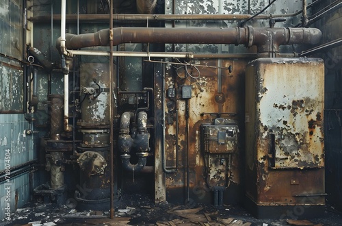 Old Factory - an old abandoned building with pipes