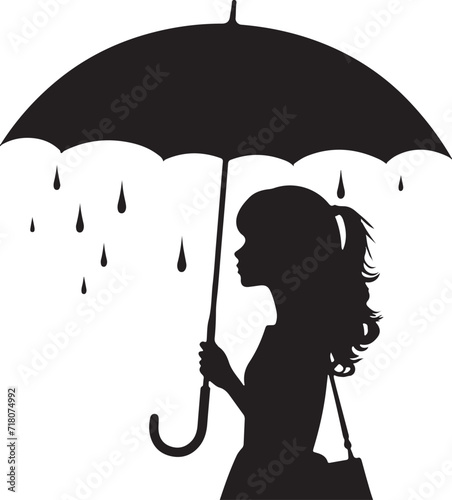 girl with umbrella vector illustration 