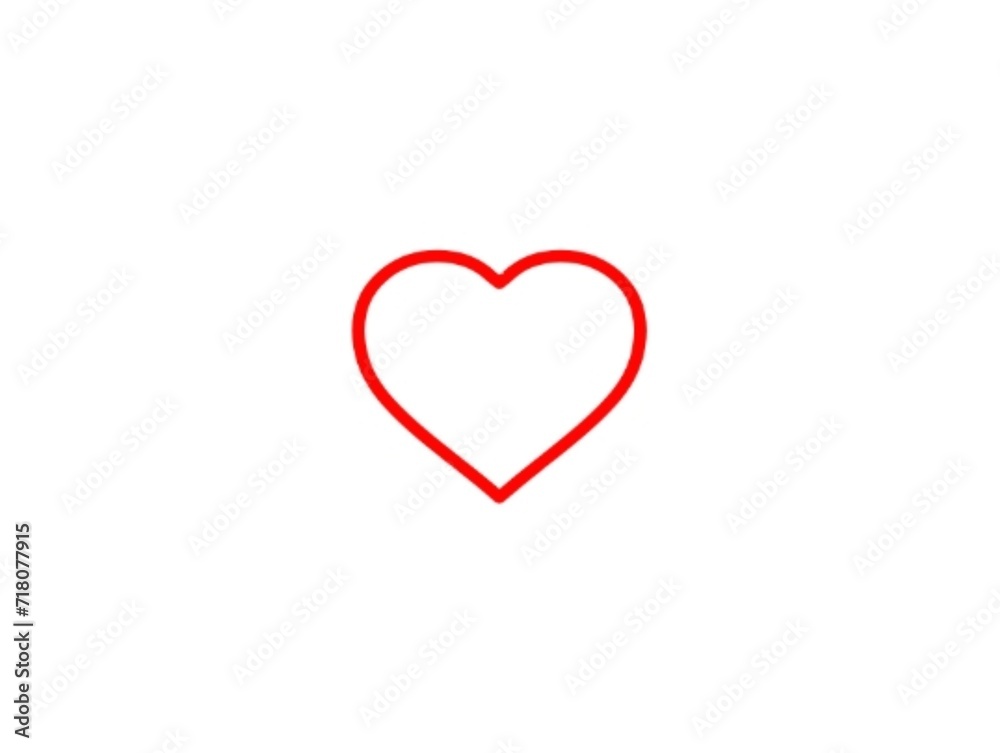 Red heart on white background.