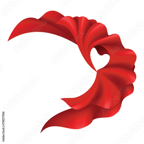 Superhero red cape in front view. Scarlet fabric silk cloak. Mantle costume or cover cartoon vector illustration