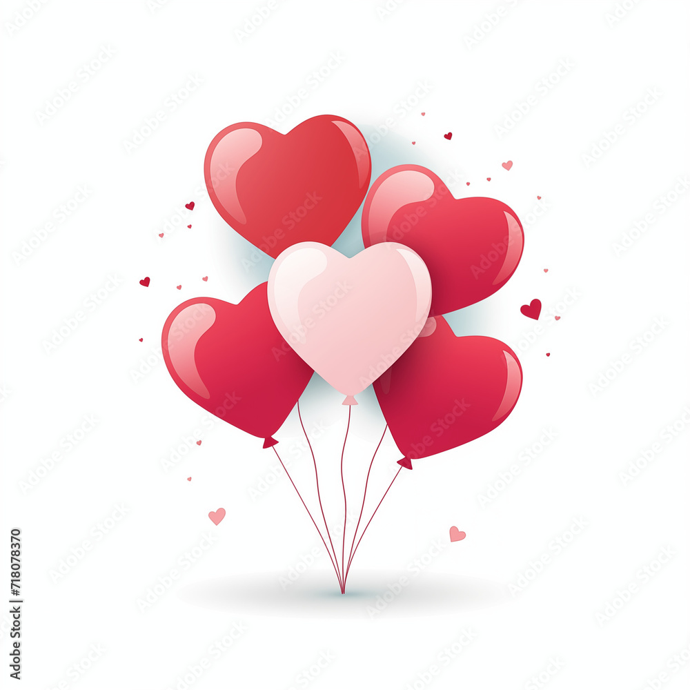 Valentine's Day Balloons No background Heart Shaped Balloon Red