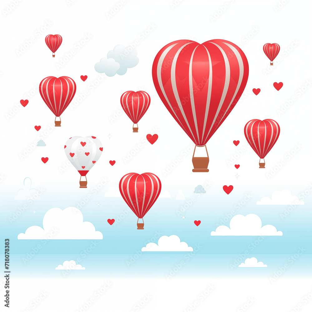 Valentine's Day Hot Air Balloons No background Heart Shaped Balloon Red
