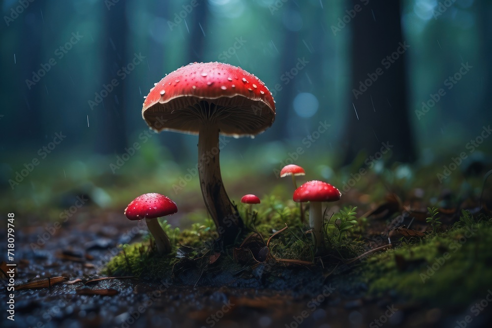Fototapeta premium red mushroom in the forest
