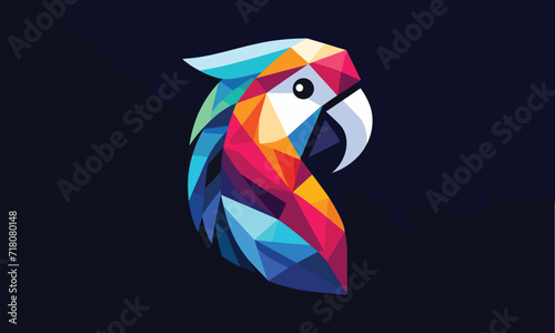 minimalistic geometric parrot vector logo 
