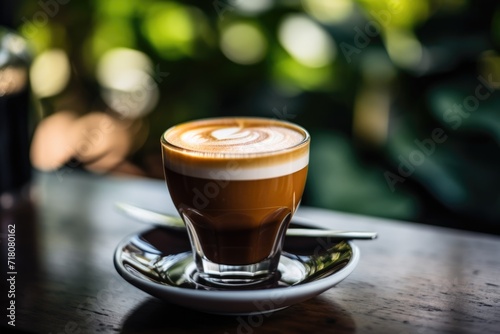 Close up espresso coffee in a cafe