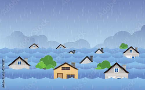 flood disaster, city ​​flood ,water in city street