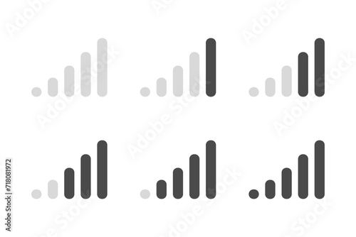 Connection icon set. Mobile phone bar icons. Signal strength Icon. Signal strength indicator. Wireless symbol. Connection levels