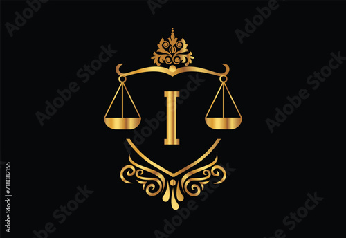 Low firm logo with latter I vector template, Justice logo, Equality, judgement logo vector illustration