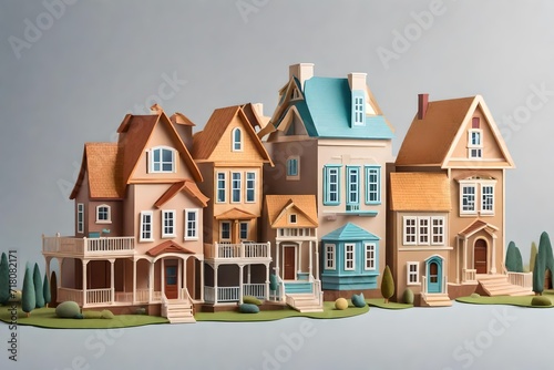 cartoon or toy houses models isolated on transparent background © Ateeq