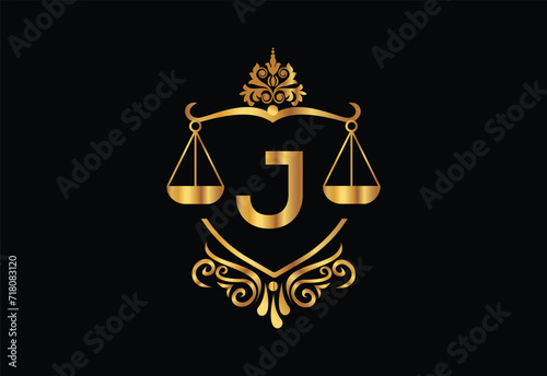 Low firm logo with latter J vector template, Justice logo, Equality, judgement logo vector illustration