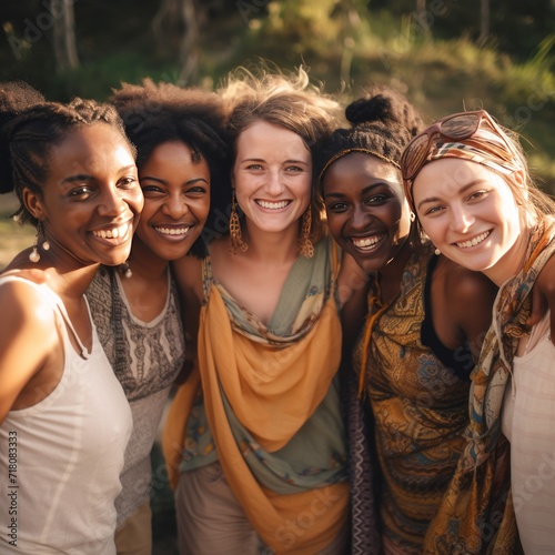 Portrait of a group young multiracial women standing together