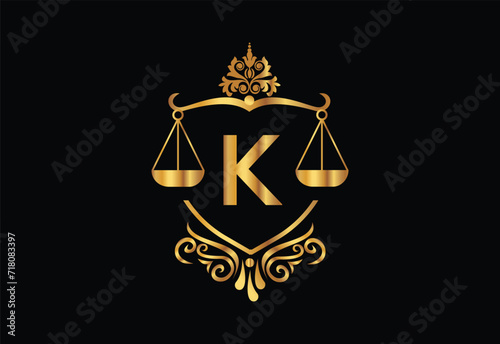 Low firm logo with latter K vector template, Justice logo, Equality, judgement logo vector illustration