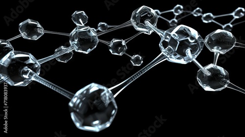 3d render of dna molecular structure. Microscopic model of gene connection on black background. Science and biology.
