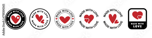 Made with Love. Collection of vector stamps for romantic letter or gift.