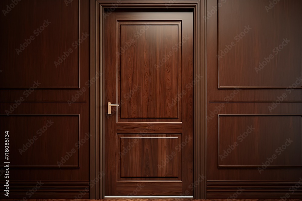 Brown wooden door with textured walls. generative AI Brown wooden door with textured walls. generative AI