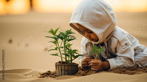 Cute little child in a sunn...