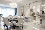 Elegant White Kitchen and Dining Space